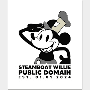 Steamboat Willie. Public Domain Est. 01.01.2024 - 4 Posters and Art